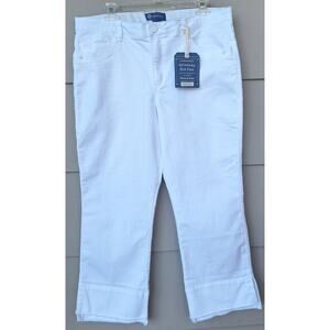 Democracy Ab Solution Kick Flare Capri Crop White Jeans Tummy Control Size 16